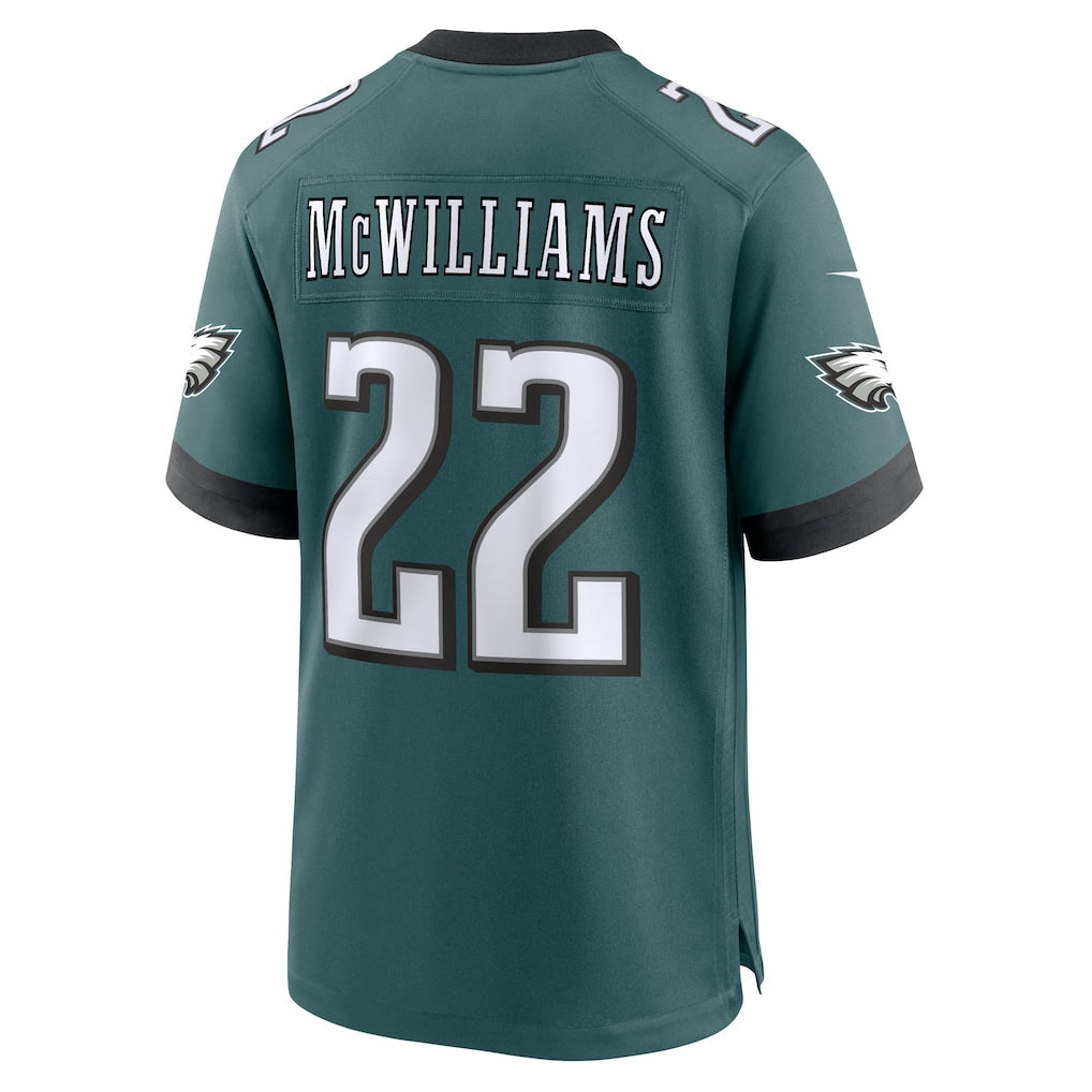 Kieara P.Eagles #22 Mac McWilliams Midnight Green Team Game Jersey