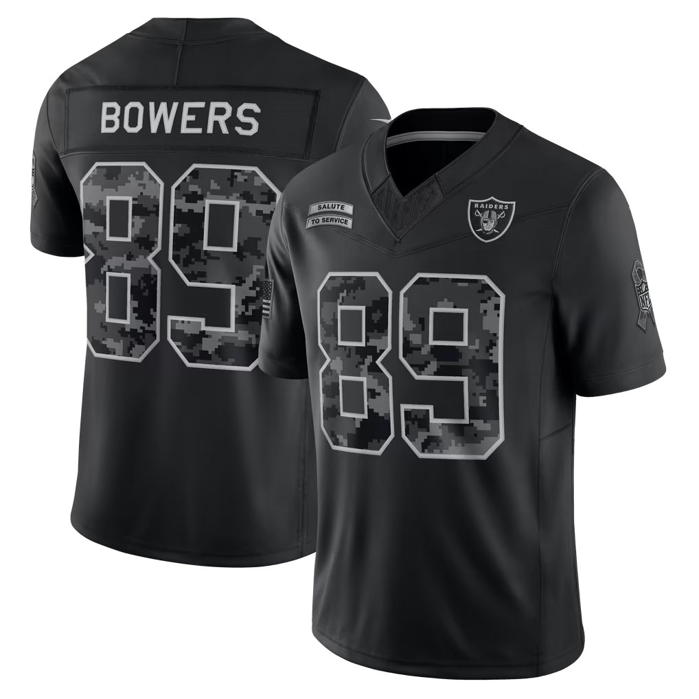 Kieara LV.Raiders #89 Brock Bowers Player Black Limited 2026 Salute to Service Home Game Stitched Jerseys