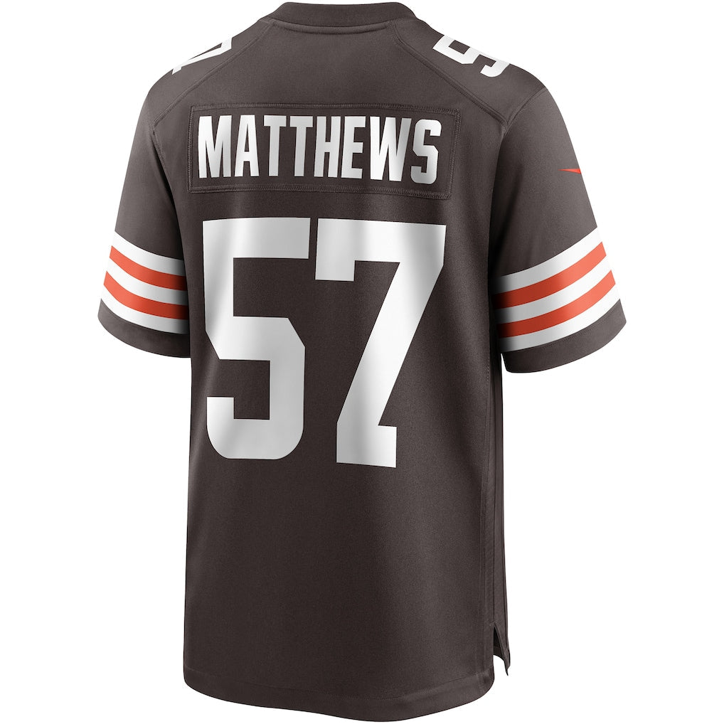 Kieara C.Browns #57 Clay Matthews Brown Game Retired Player Jersey