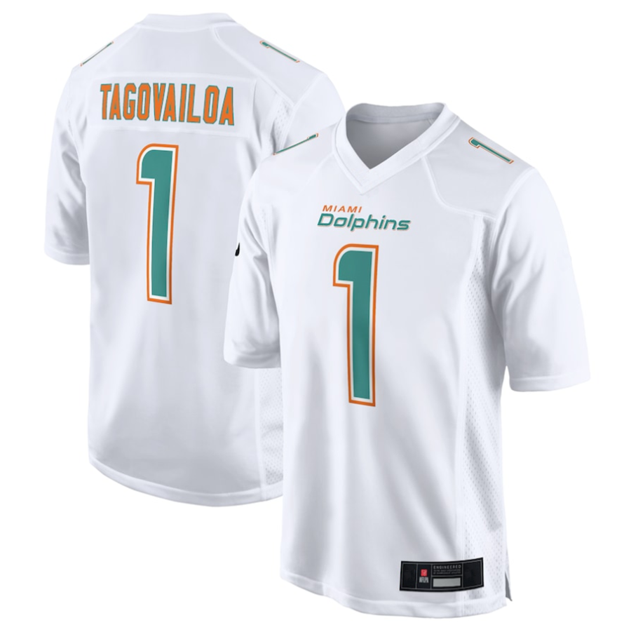 Kieara #1 Tua Tagovailoa Player M.Dolphins White Fashion Game Stitched Jerseys
