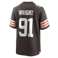 Kieara C.Browns #91 Alex Wright Brown Team Game Jersey
