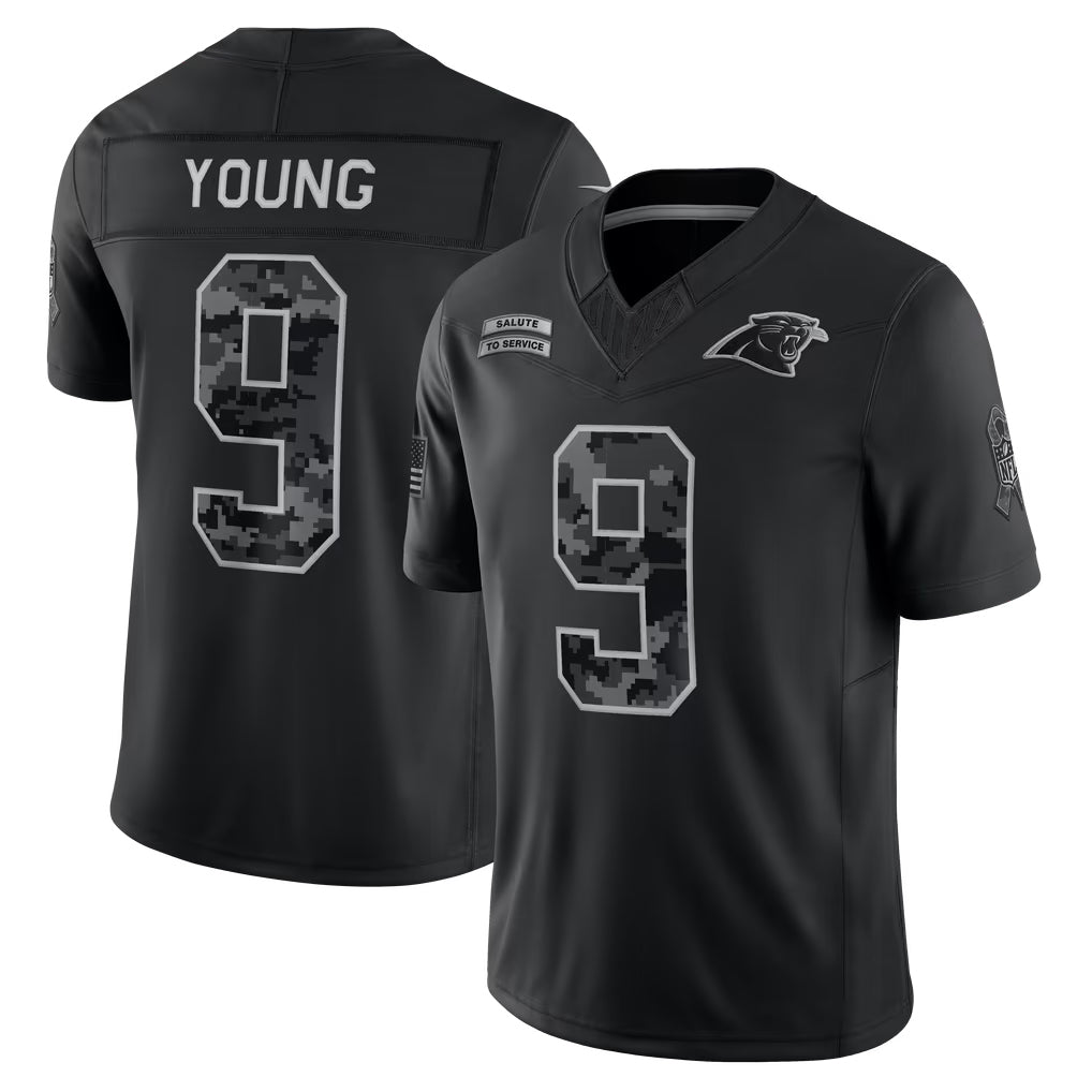 Kieara C.Panthers #9 Bryce Young Player Black Limited 2026 Salute to Service Home Game Stitched Jerseys