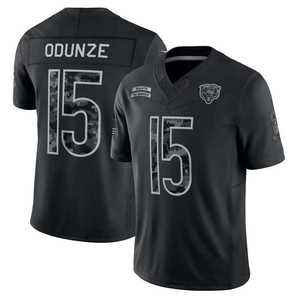 Kieara C.Bears #15 Rome Odunze Player Black Limited 2026 Salute to Service Home Game Stitched Jerseys