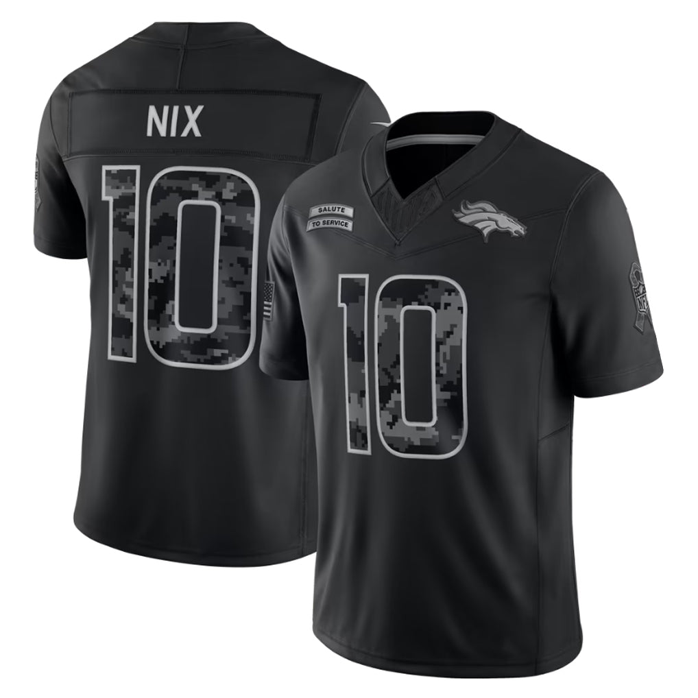 Kieara D.Broncos #10 Bo Nix Player Black Limited 2026 Salute to Service Home Game Stitched Jerseys