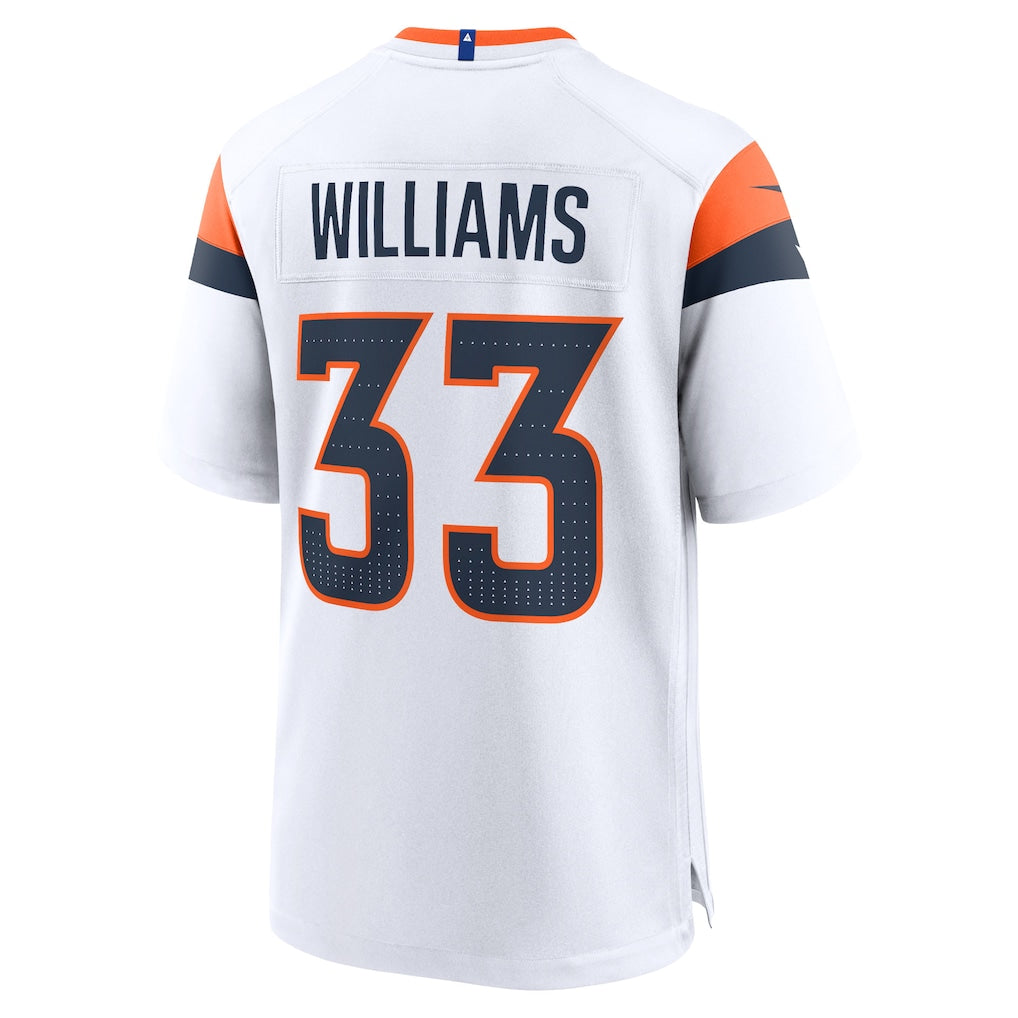 Kieara D.Broncos #33 Javonte Williams White Mile High Collection Game Jersey