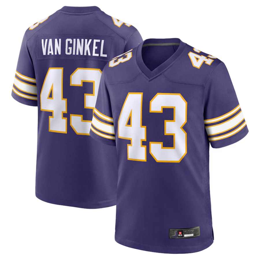 Kieara #43 Andrew Van Ginkel Player MN.Vikings Purple Game Stitched Jerseys