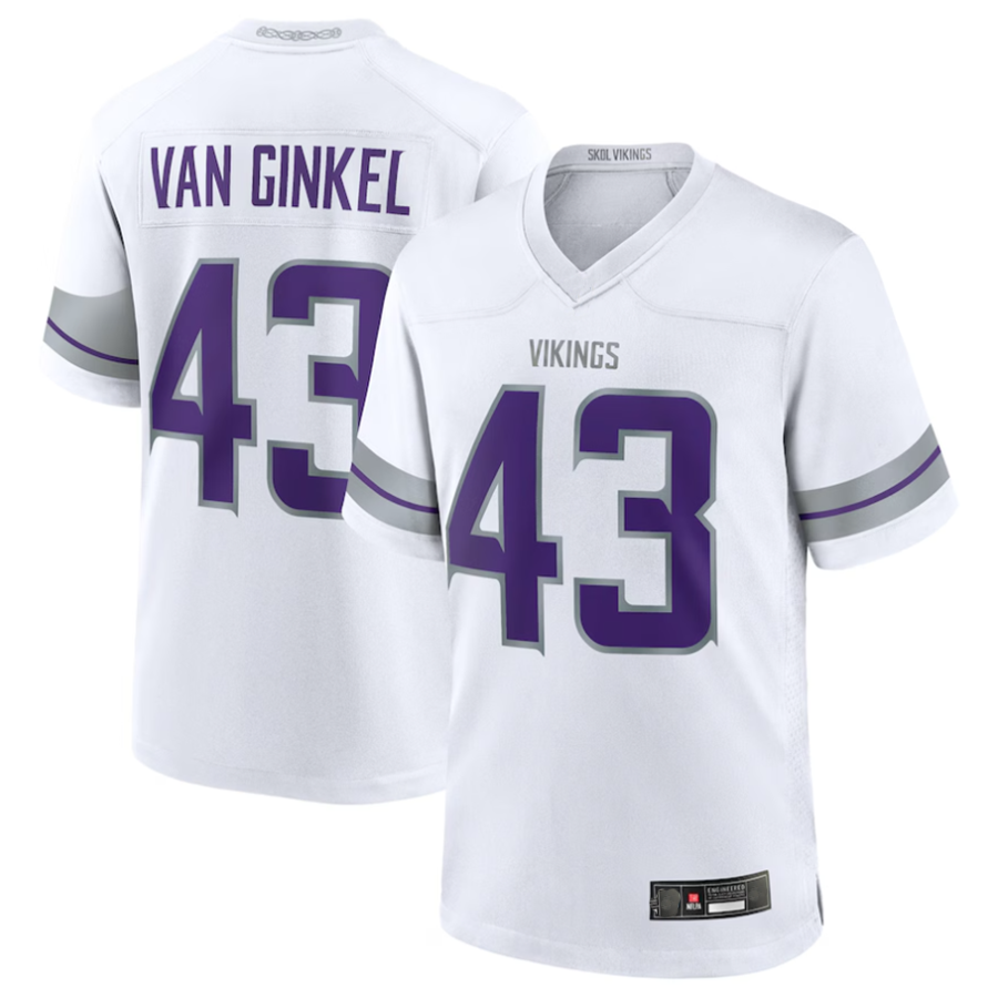 Kieara #43 Andrew Van Ginkel Player MN.Vikings White Alternate Game Stitched Jerseys