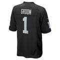 Kieara LV.Raiders #1 Groom Black Game Jersey