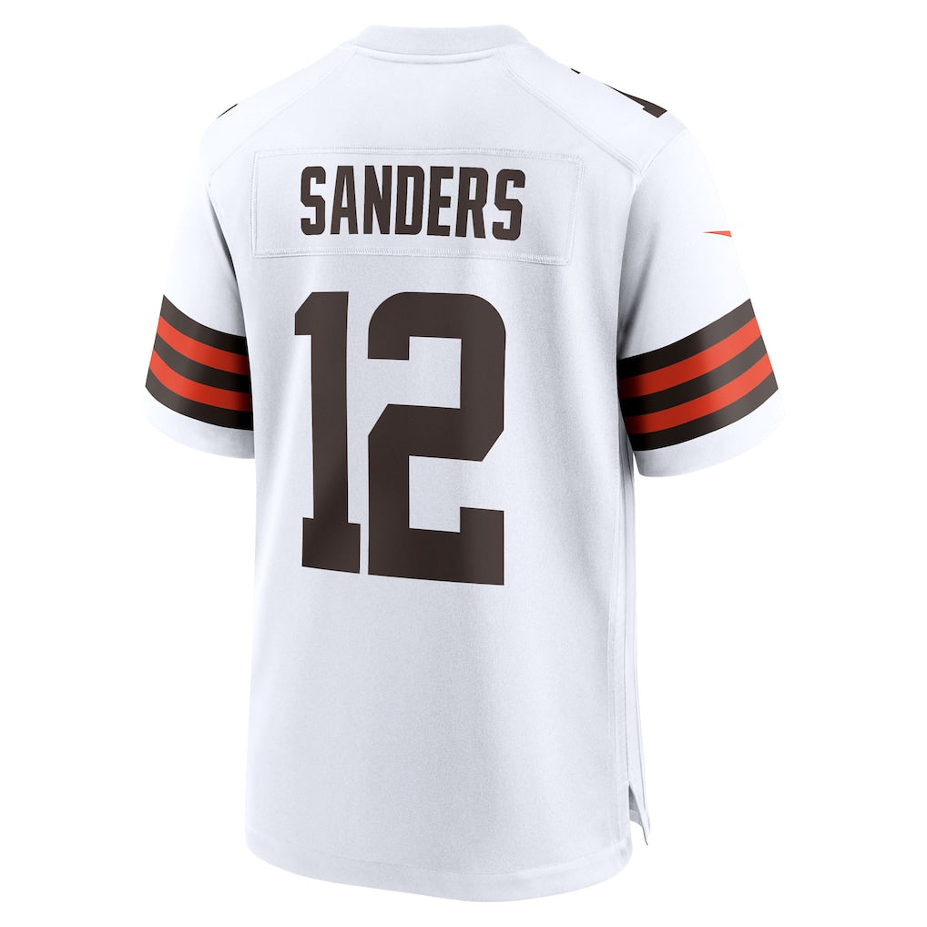 Kieara C.Browns #12 Shedeur Sanders White 2025 NFL Draft Game Jersey