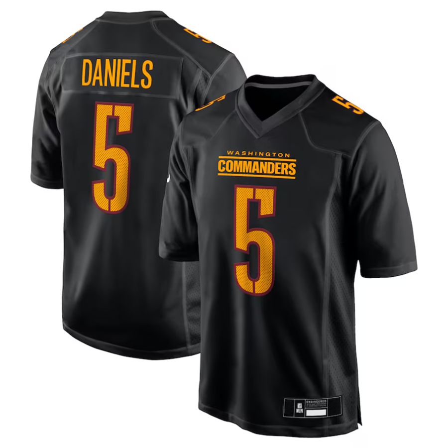 Kieara #5 Jayden Daniels Player W.Commanders Carbon Black Fashion Stitched Jerseys