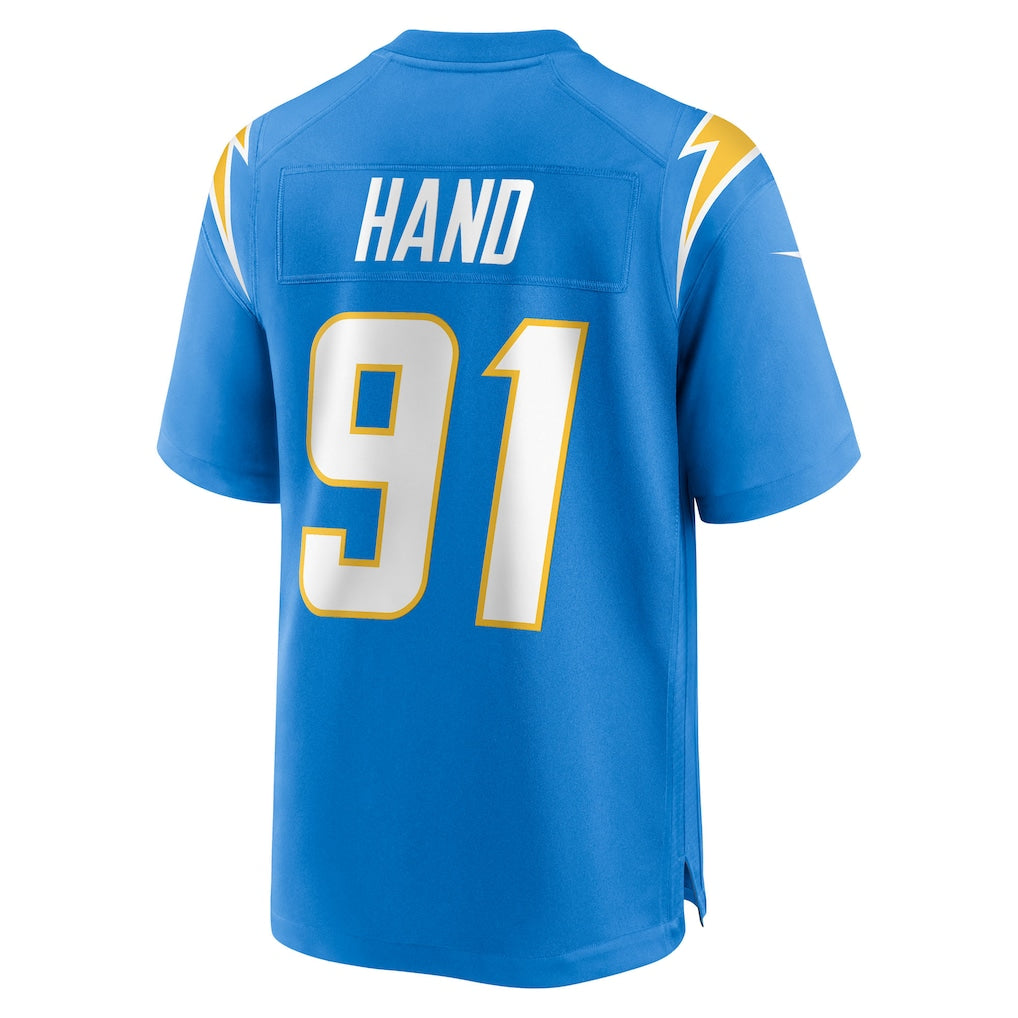 Kieara LA.Chargers #91 Da'Shawn Hand Powder Blue Team Game Jersey