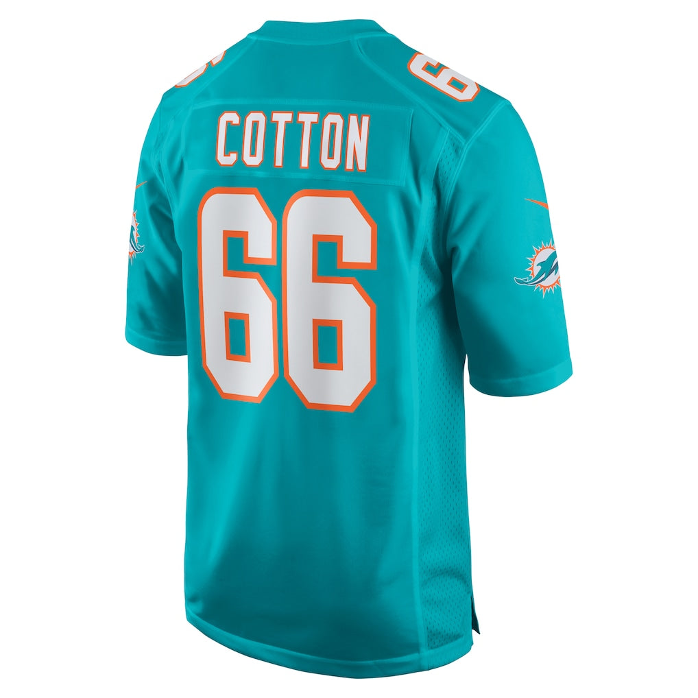 Kieara M.Dolphins #66 Lester Cotton Sr. Aqua Home Game Player Jersey