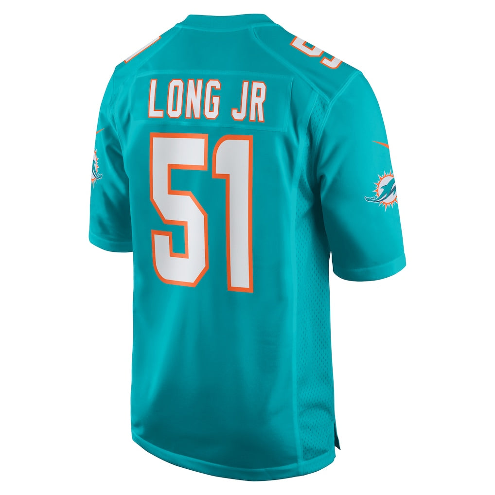 Kieara M.Dolphins #51 David Long Jr. Aqua Game Jersey