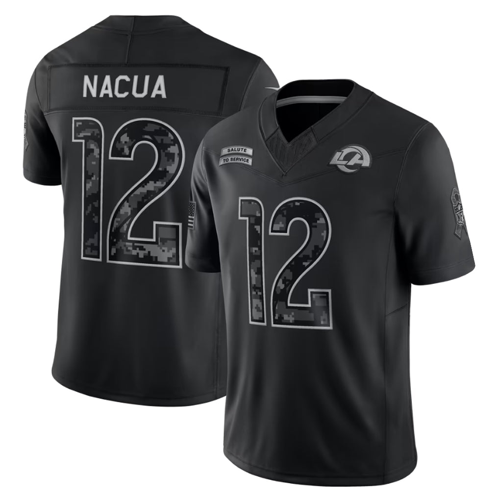 Kieara LA.Rams #12 Puka Nacua Player Black Limited 2026 Salute to Service Home Game Stitched Jerseys