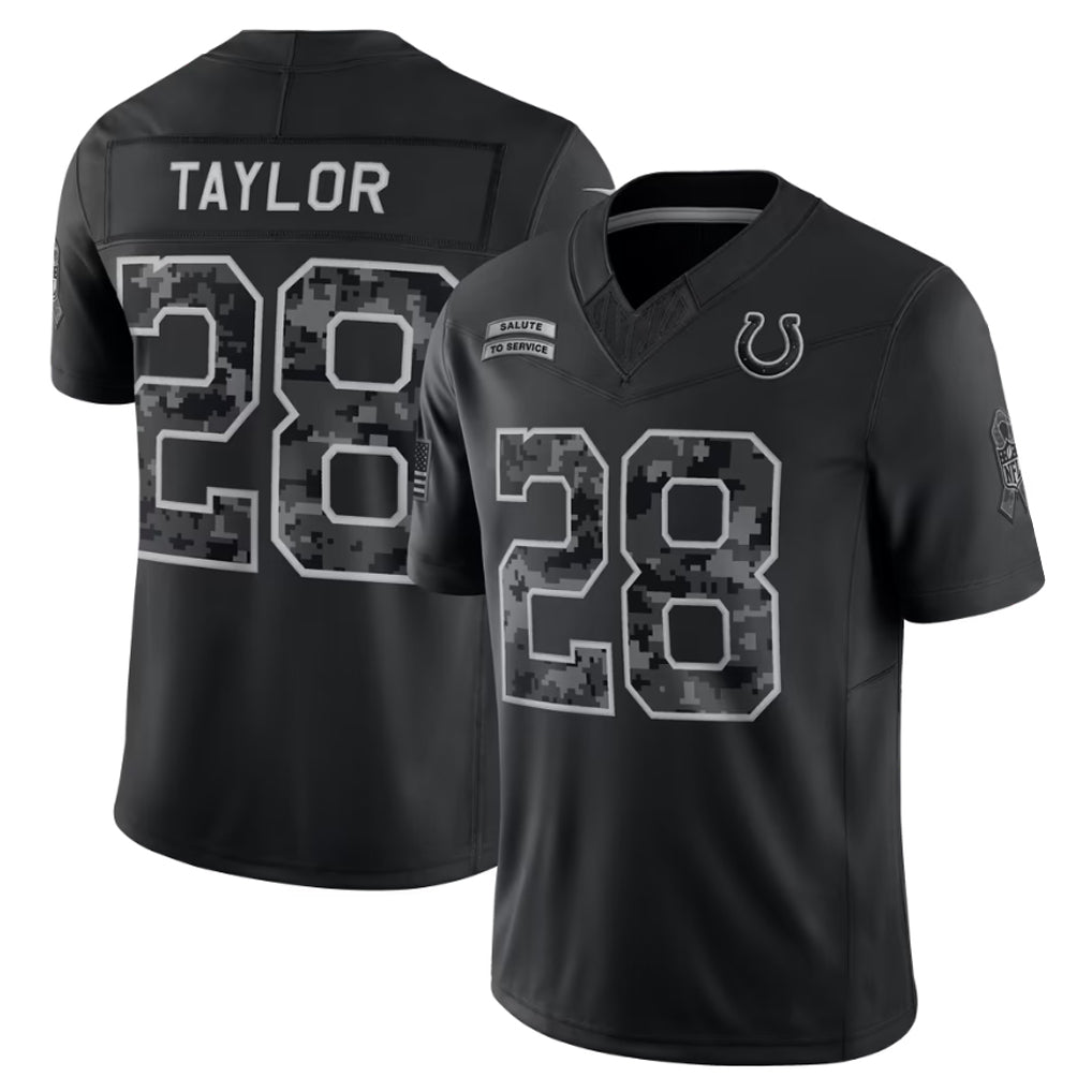 Kieara IN.Colts #28 Jonathan Taylor Player Black Limited 2026 Salute to Service Home Game Stitched Jerseys