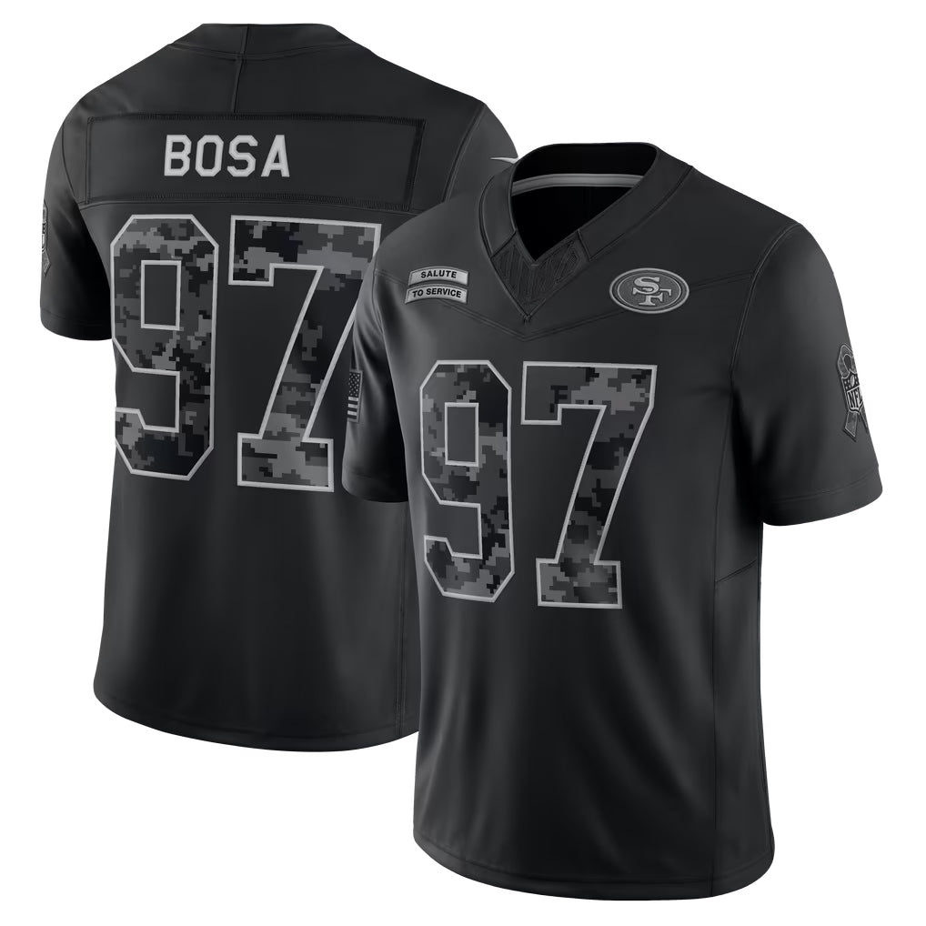 Kieara SF.49ers #97 Nick Bosa Player Black Limited 2026 Salute to Service Home Game Stitched Jerseys