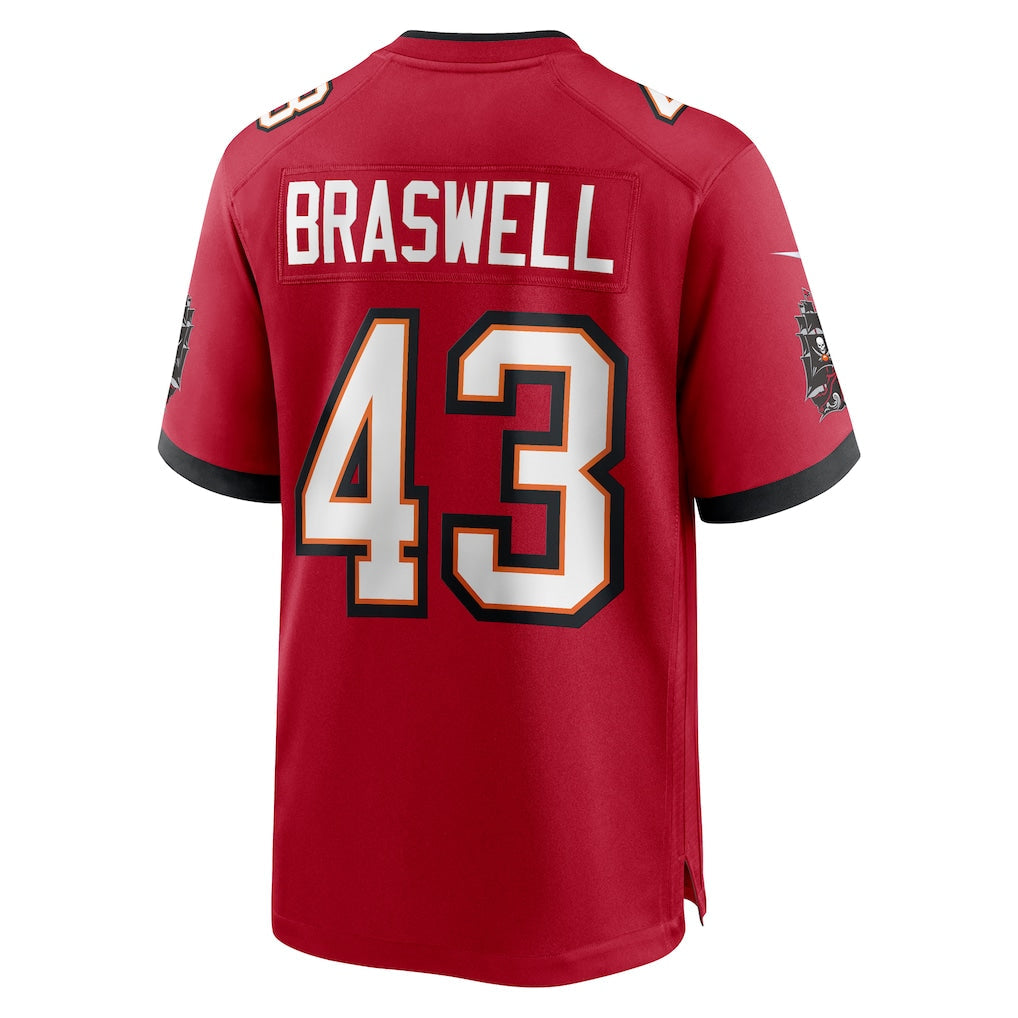 Kieara TB.Buccaneers #43 Chris Braswell Red Game Jersey