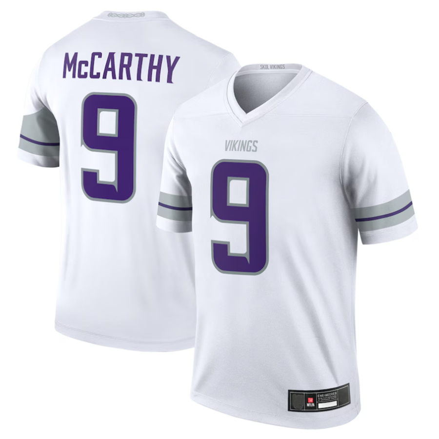 Kieara #9 J.J. McCarthy Player MN.Vikings White Alternate Legend Stitched Jerseys