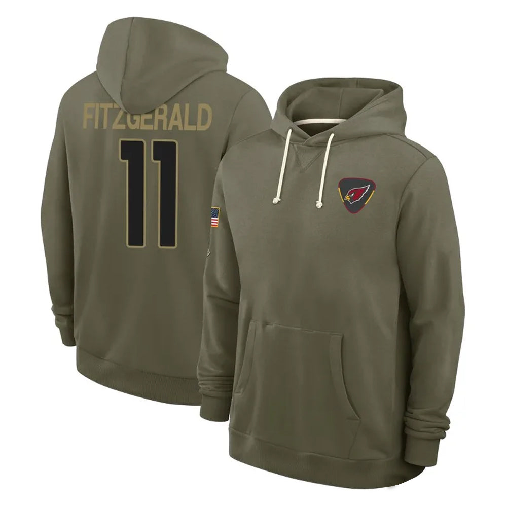 Kieara A.Cardinals #11 Larry Fitzgerald Player Olive Salute to Service Hoodies Stitched Jerseys