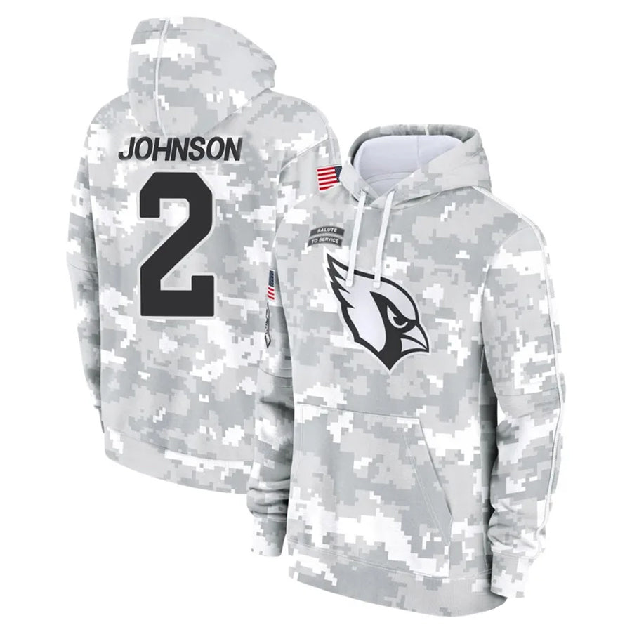 Kieara A.Cardinals #2 Will Johnson Player Camo Salute to Service Hoodies Stitched Jerseys