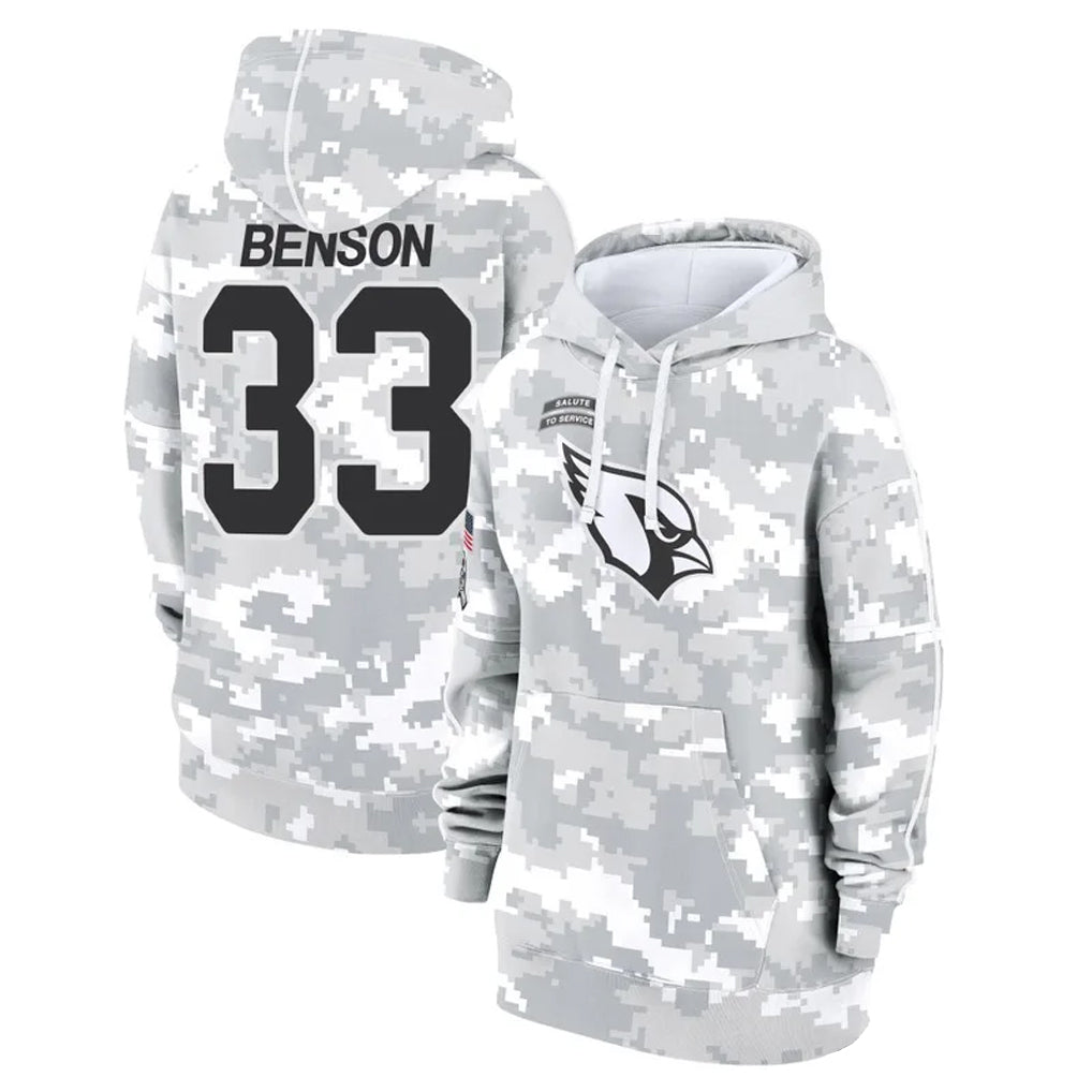 Kieara A.Cardinals #33 Trey Benson Player Arctic Camo Salute to Service Hoodies Stitched Jerseys