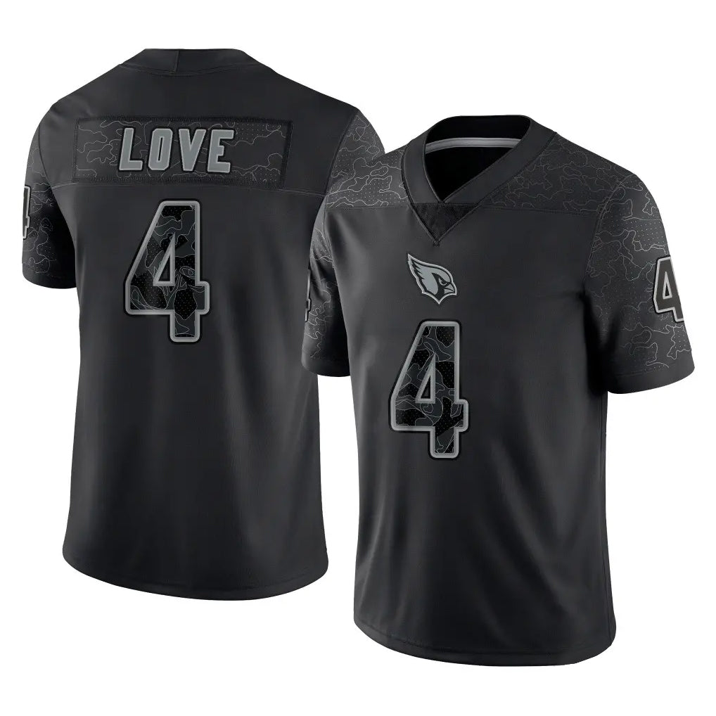 Kieara A.Cardinals #4 Jeremiyah Love Player Black RFLCTV Limited Home Game Stitched Jerseys