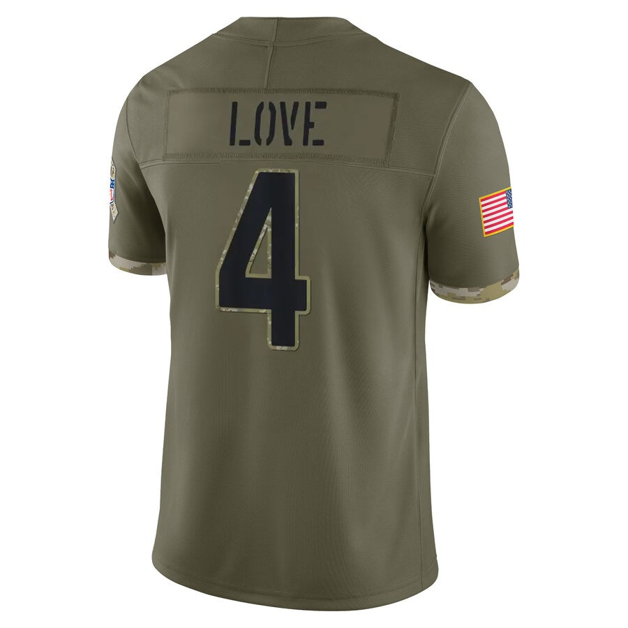 Kieara A.Cardinals #4 Jeremiyah Love Player Olive Salute To Service Limited Home Game Stitched Jerseys