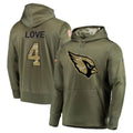 Kieara A.Cardinals #4 Jeremiyah Love Player Olive Salute to Service Limited Hoodies Football Jerseys