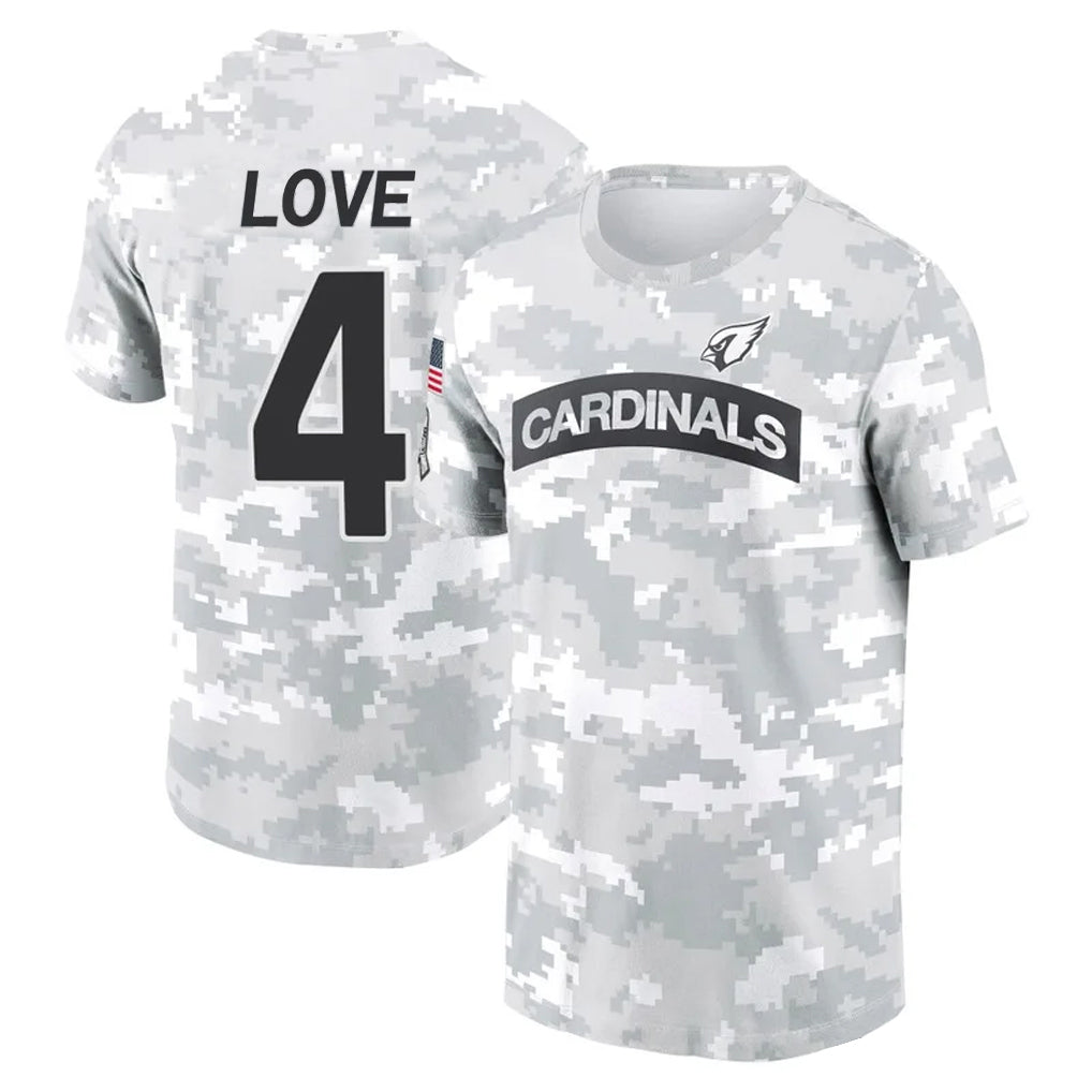 Kieara A.Cardinals #4 Jeremiyah Love Player Salute to Service Hoodies & T-Shirts Football Jerseys