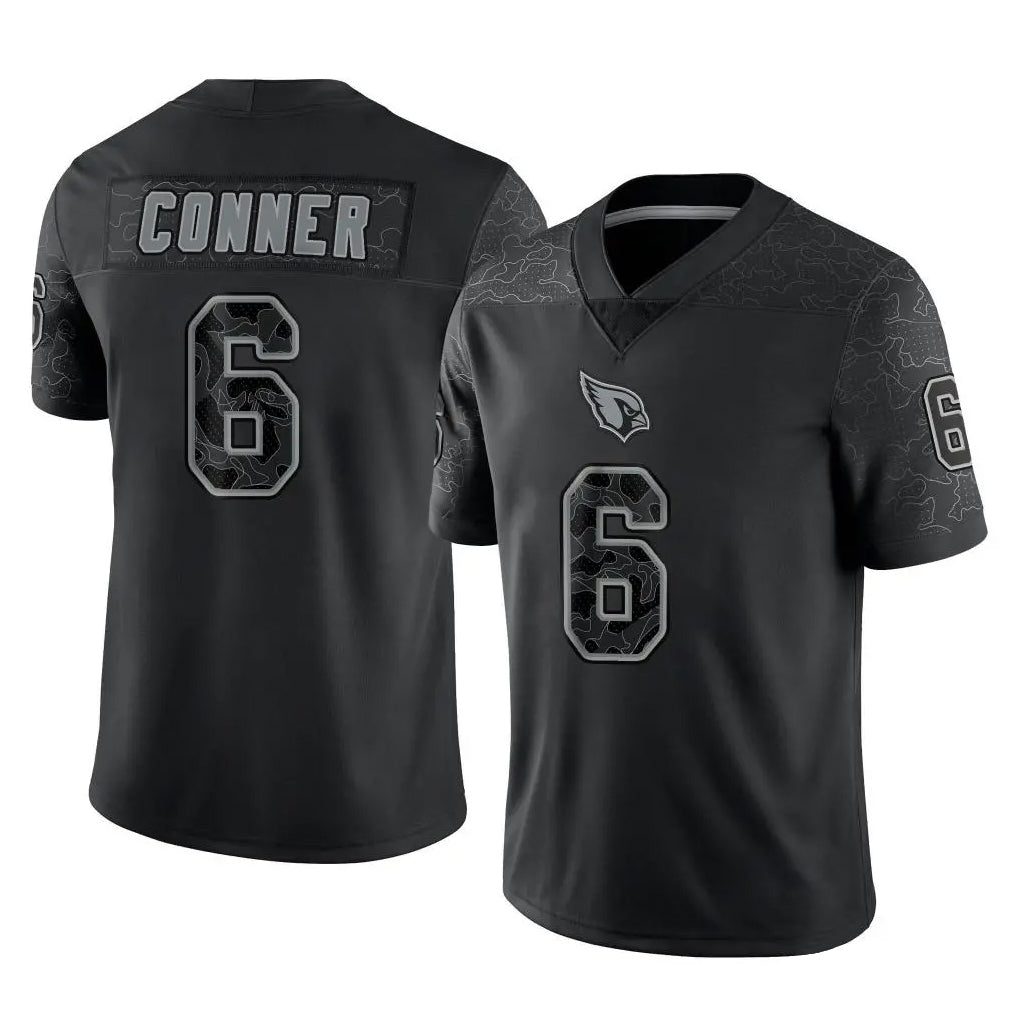 Kieara A.Cardinals #6 James Conner Player Black RFLCTV Limited Home Game Stitched Jerseys