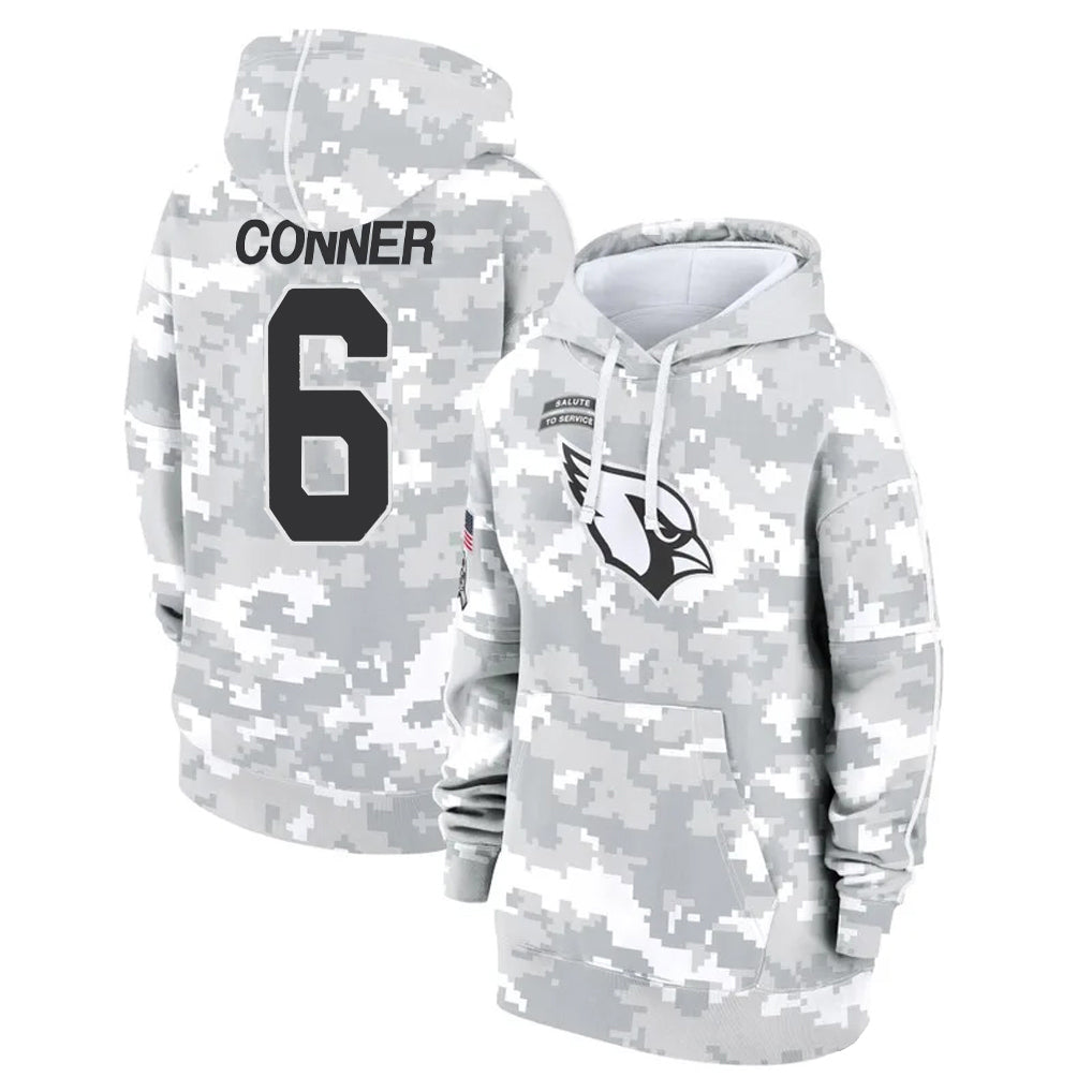 Kieara A.Cardinals #6 James Conner Player Camo Salute to Service Hoodies Stitched Jerseys