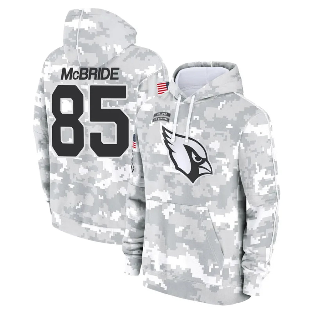 Kieara A.Cardinals #85 Trey McBride Player Camo Salute to Service Hoodies Stitched Jerseys