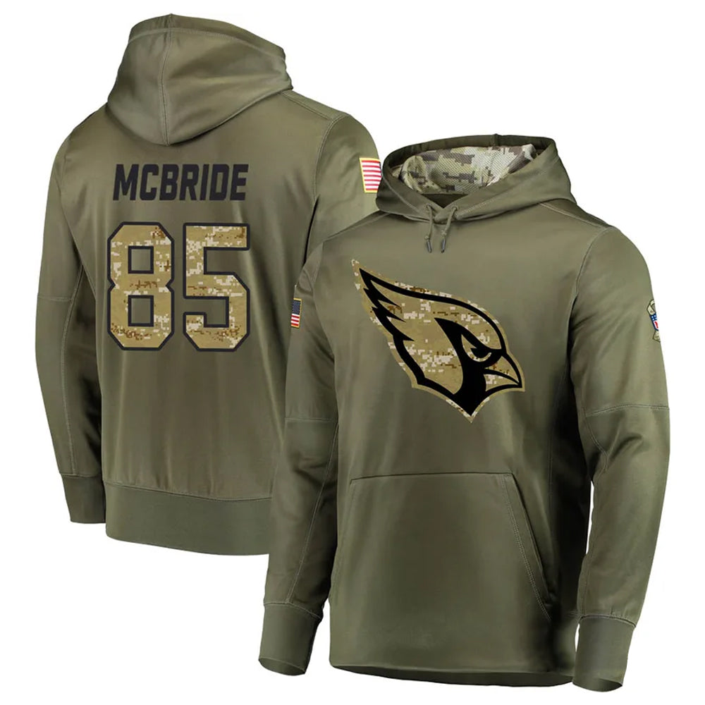 Kieara A.Cardinals #85 Trey McBride Player Olive Salute to Service Limited Hoodies Stitched Jerseys