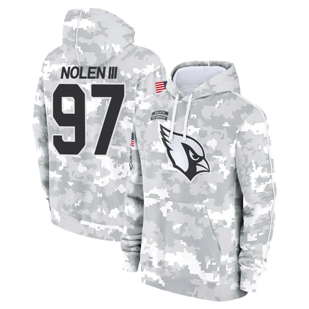 Kieara A.Cardinals #97 Walter Nolen Player Arctic Camo Salute to Service Limited Hoodies Stitched Jerseys