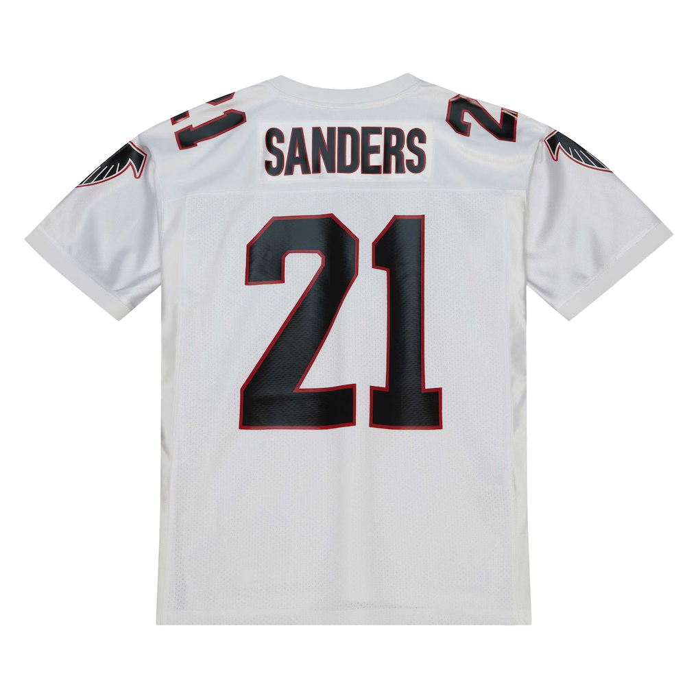 Kieara A.Falcons 1991 #21 Deion Sanders Mitchell & Ness White Authentic Throwback Retired Player Stitched Puhic Jersey