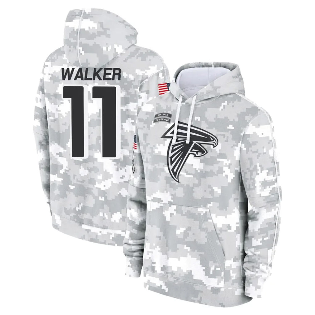 Kieara A.Falcons #11 Jalon Walker Player Arctic Camo Salute to Service Limited Hoodie Stitched Jerseys