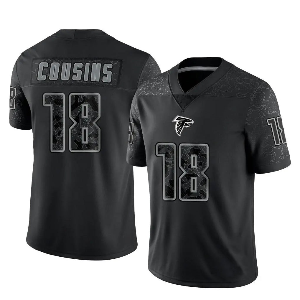 Kieara A.Falcons #18 Kirk Cousins Player Black RFLCTV Limited Stitched Jerseys