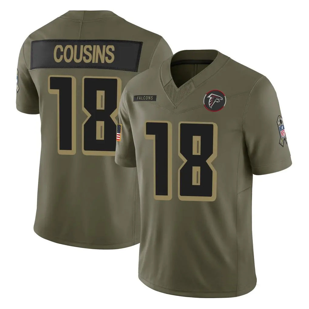 Kieara A.Falcons #18 Kirk Cousins Player Olive Salute To Service Limited Home Game Stitched Jerseys