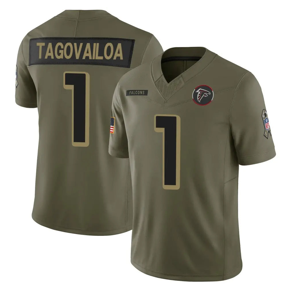Kieara A.Falcons #1 Tua Tagovailoa Player Olive Salute To Service Limited Home Game Stitched Jerseys