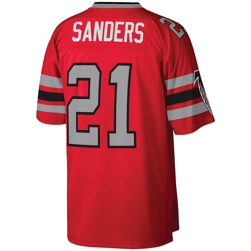 Kieara A.Falcons #21 Deion Sanders Mitchell & Ness Red Legacy Replica Jersey