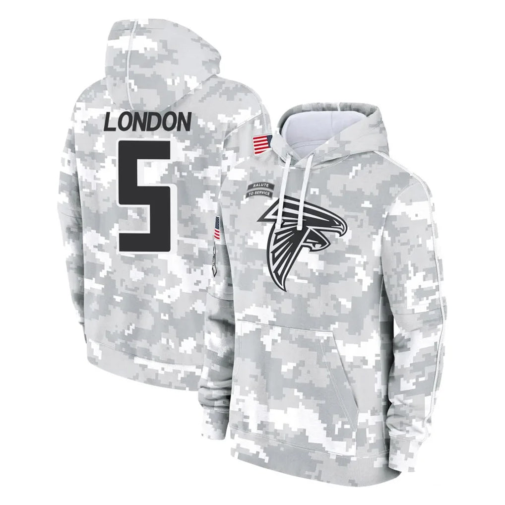 Kieara A.Falcons #5 Drake London Player Camo Arctic Salute to Service Hoodies Limited Stitched Jerseys