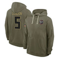 Kieara A.Falcons #5 Drake London Player Olive 2025 Salute to Service Hoodies Stitched Jerseys