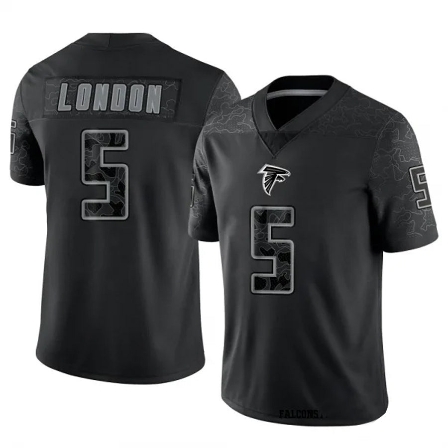 Kieara A.Falcons #5 Drake London Player Black RFLCTV Limited Stitched Jerseys