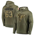 Kieara A.Falcons #63 Chris Lindstrom Player Olive Salute to Service Club Fleece Hoodie Stitched Jerseys