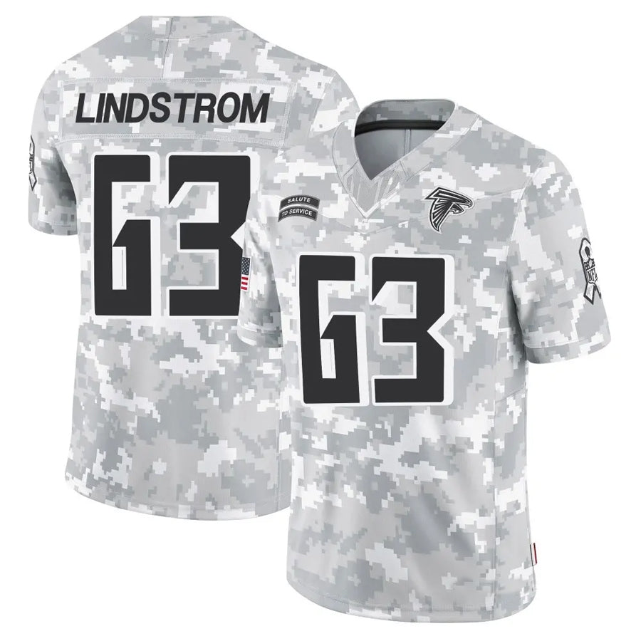 Kieara A.Falcons #63 Chris Lindstrom Player Arctic Camo Salute to Service Limited Stitched Jerseys