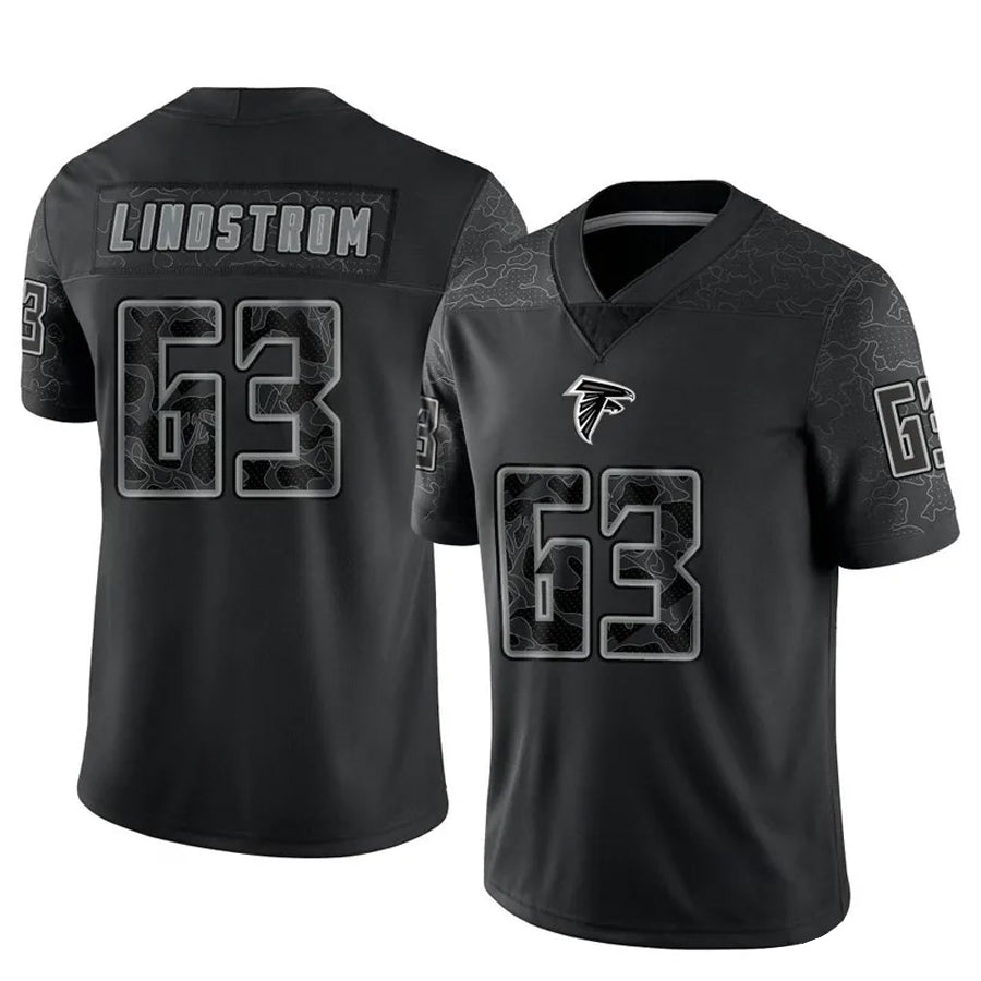 Kieara A.Falcons #63 Chris Lindstrom Player Black RFLCTV Limited Stitched Jerseys