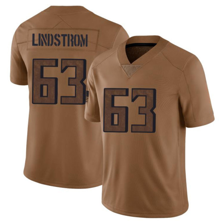 Kieara A.Falcons #63 Chris Lindstrom Player Brown Salute To Service Limited Stitched Jerseys