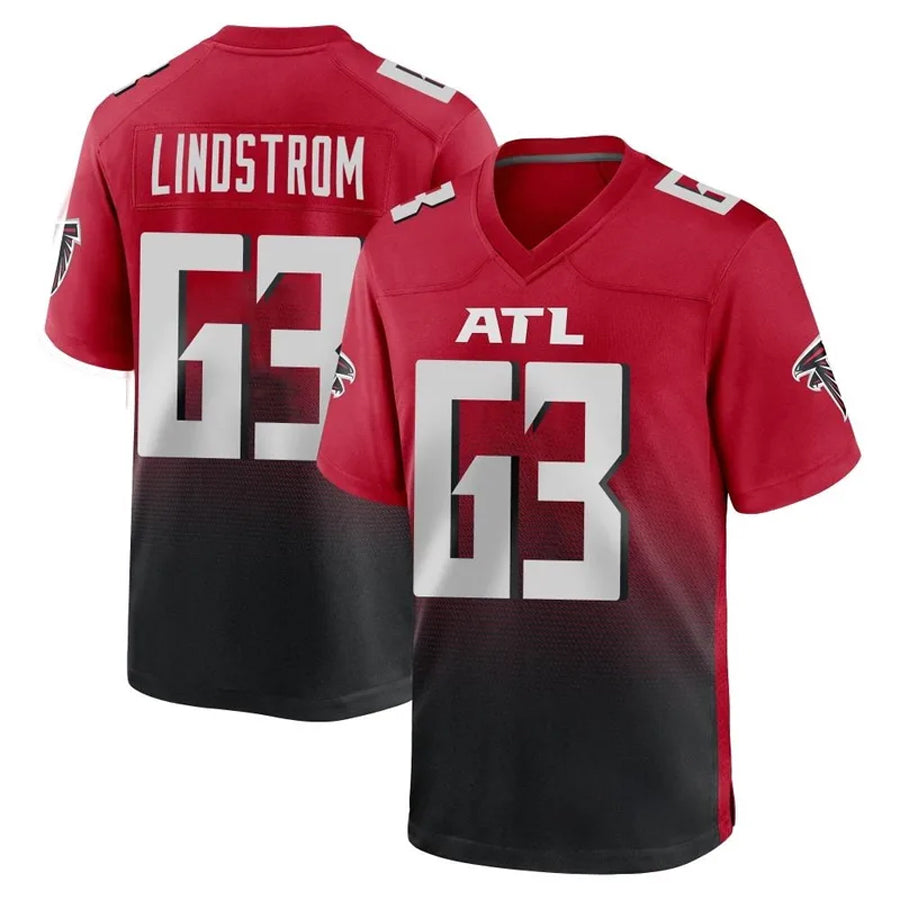 Kieara A.Falcons #63 Chris Lindstrom Player Red Home Game Stitched Jerseys