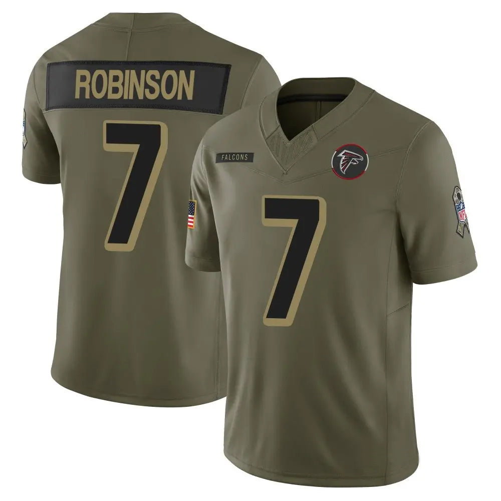 Kieara A.Falcons #7 Bijan Robinson Player Salute To Service Olive Stitched Jerseys