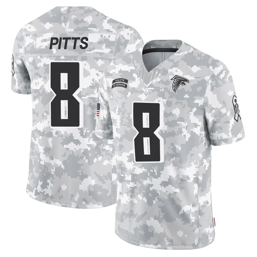 Kieara A.Falcons #8 Kyle Pitts Player Arctic Camo Salute to Service Limited Stitched Jerseys
